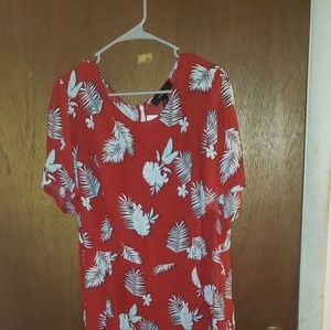 TROPICAL SUMMER Floral linen knee high dress